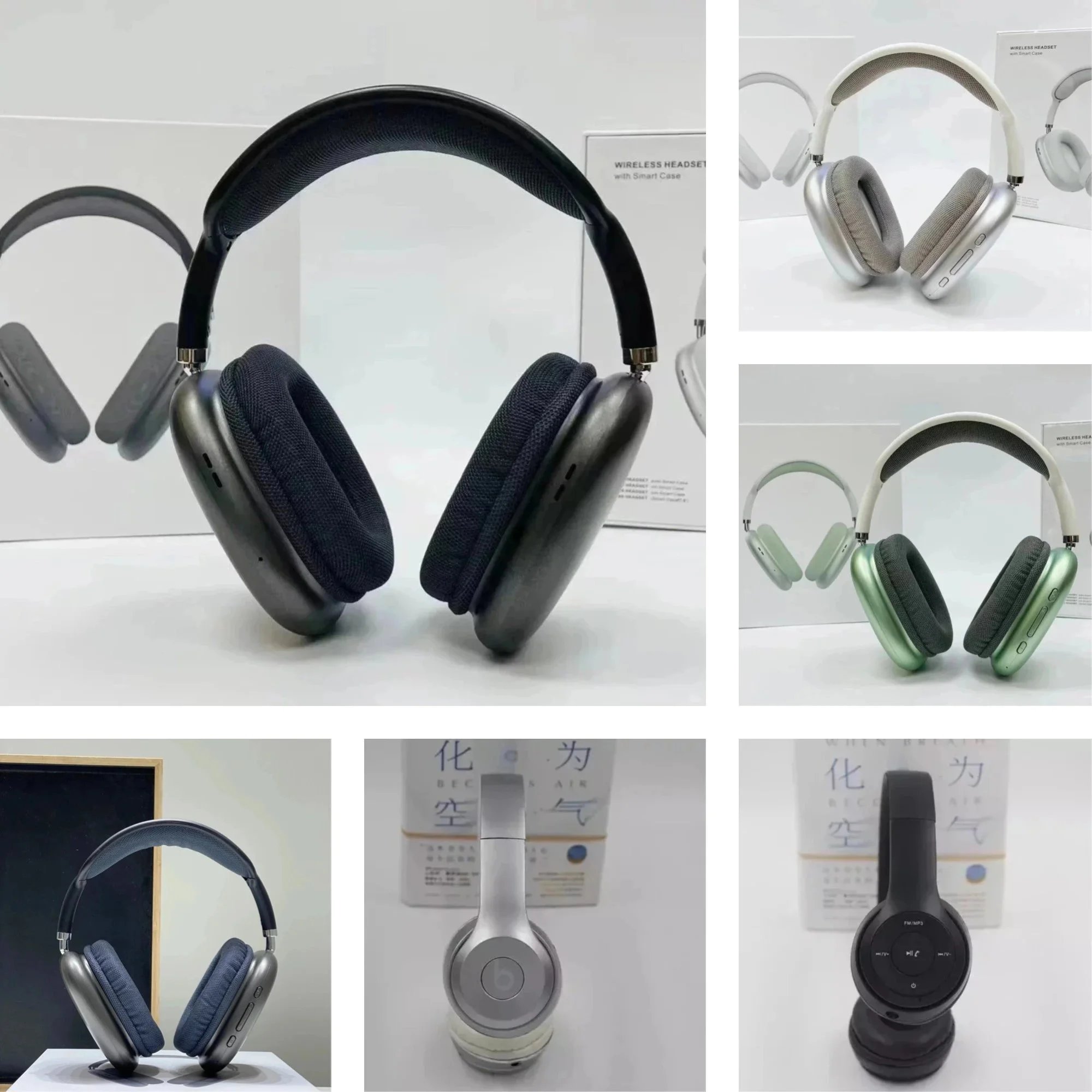Design Wireless Headset Over-Ear Headphones Black and Silver