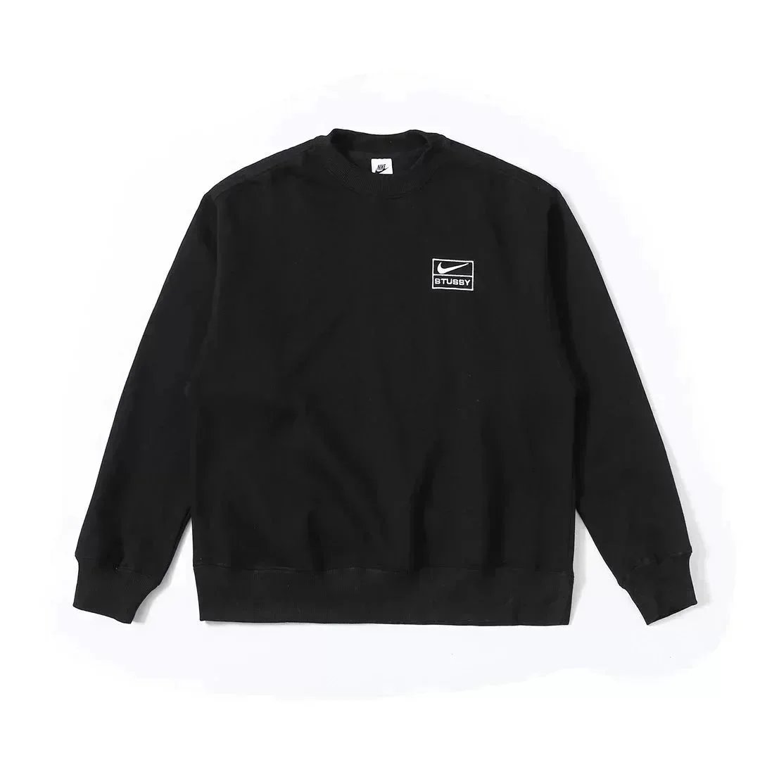 Nike Stussy Crewneck Streetwear Sweatshirt Black