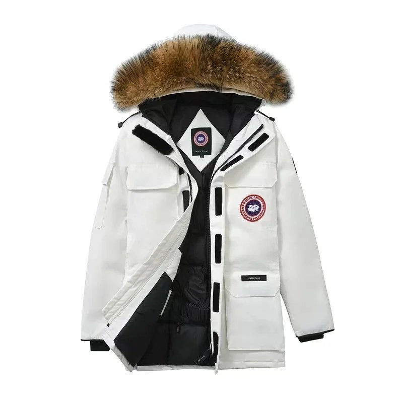 Design Fur Hooded Puffer Jacket White