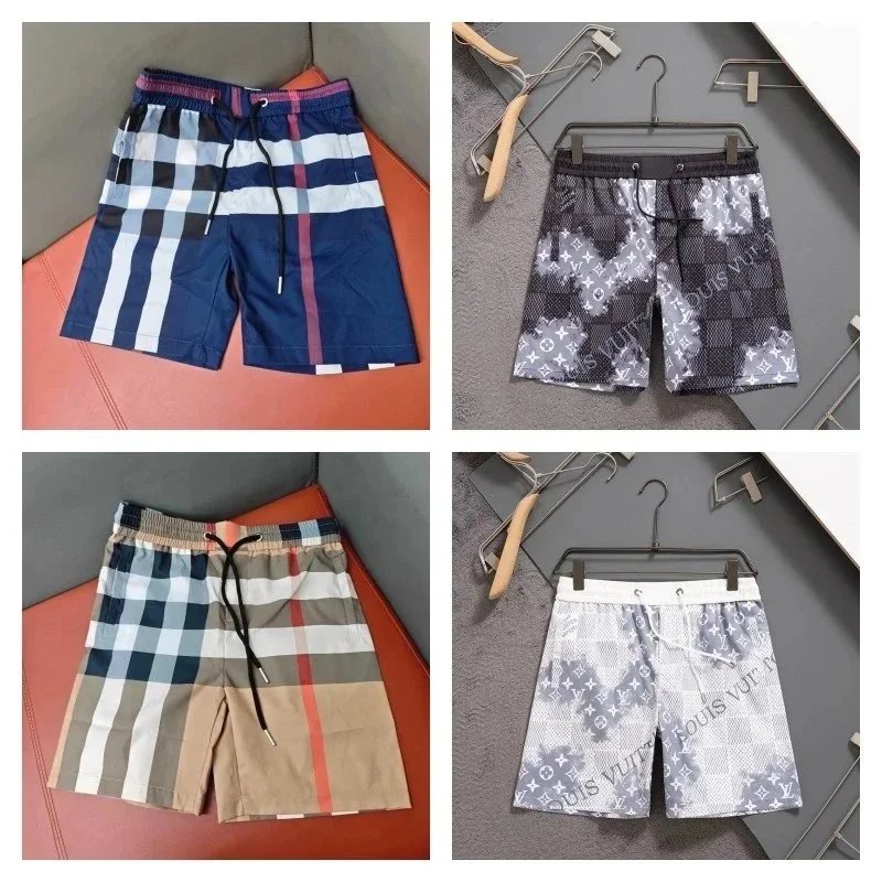 Design Check and Monogram Print Casual Shorts Multicolor