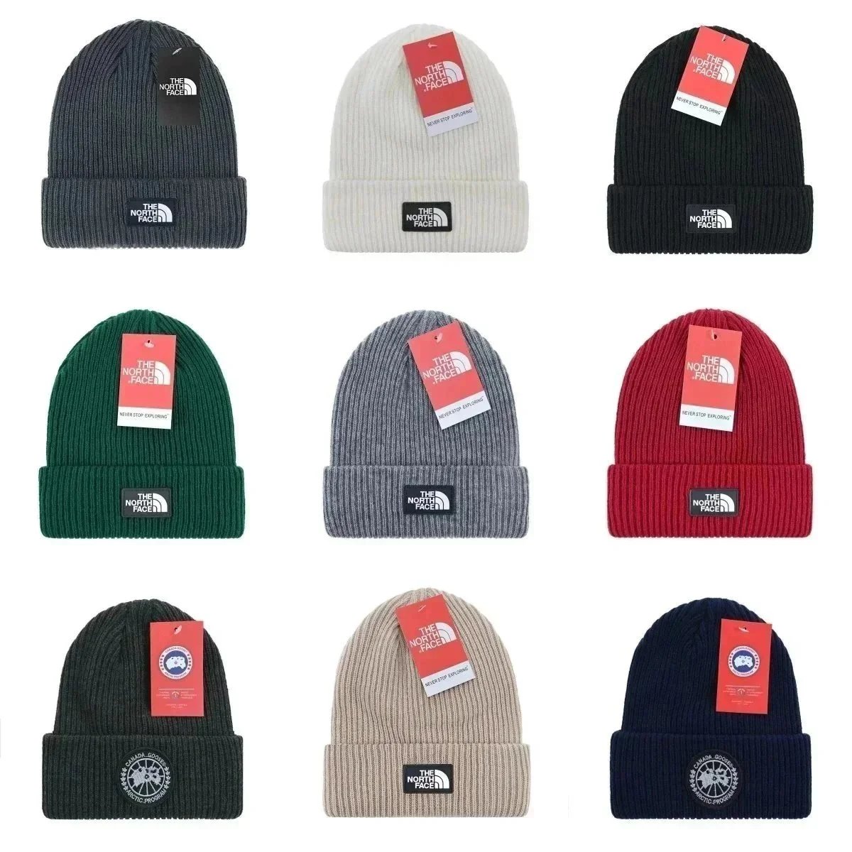 The North Face TNF Ribbed Beanie Winter Knit Hat Multicolor
