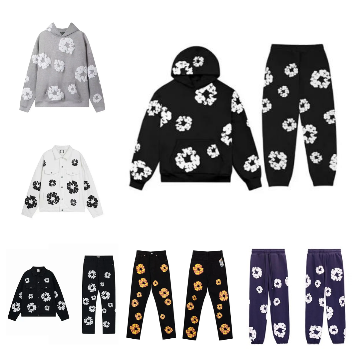 Design Floral Pattern Streetwear Matching Set Multicolor