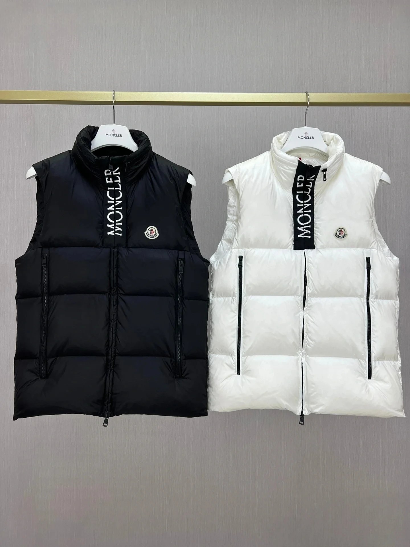 Moncler Logo Puffer Vest Collection - Black and White