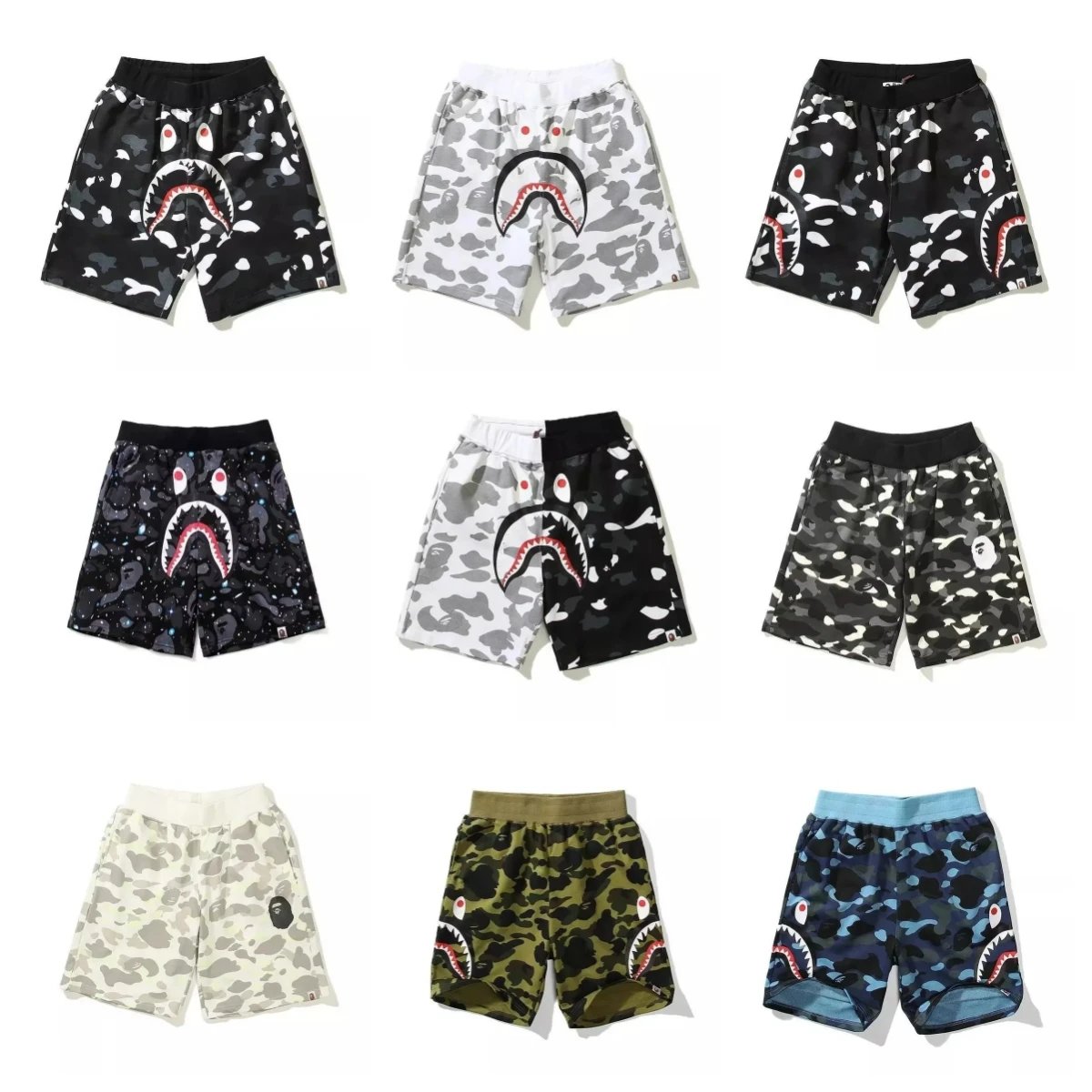 A Bathing Ape BAPE Shark Camo Shorts Collection - Multicolor