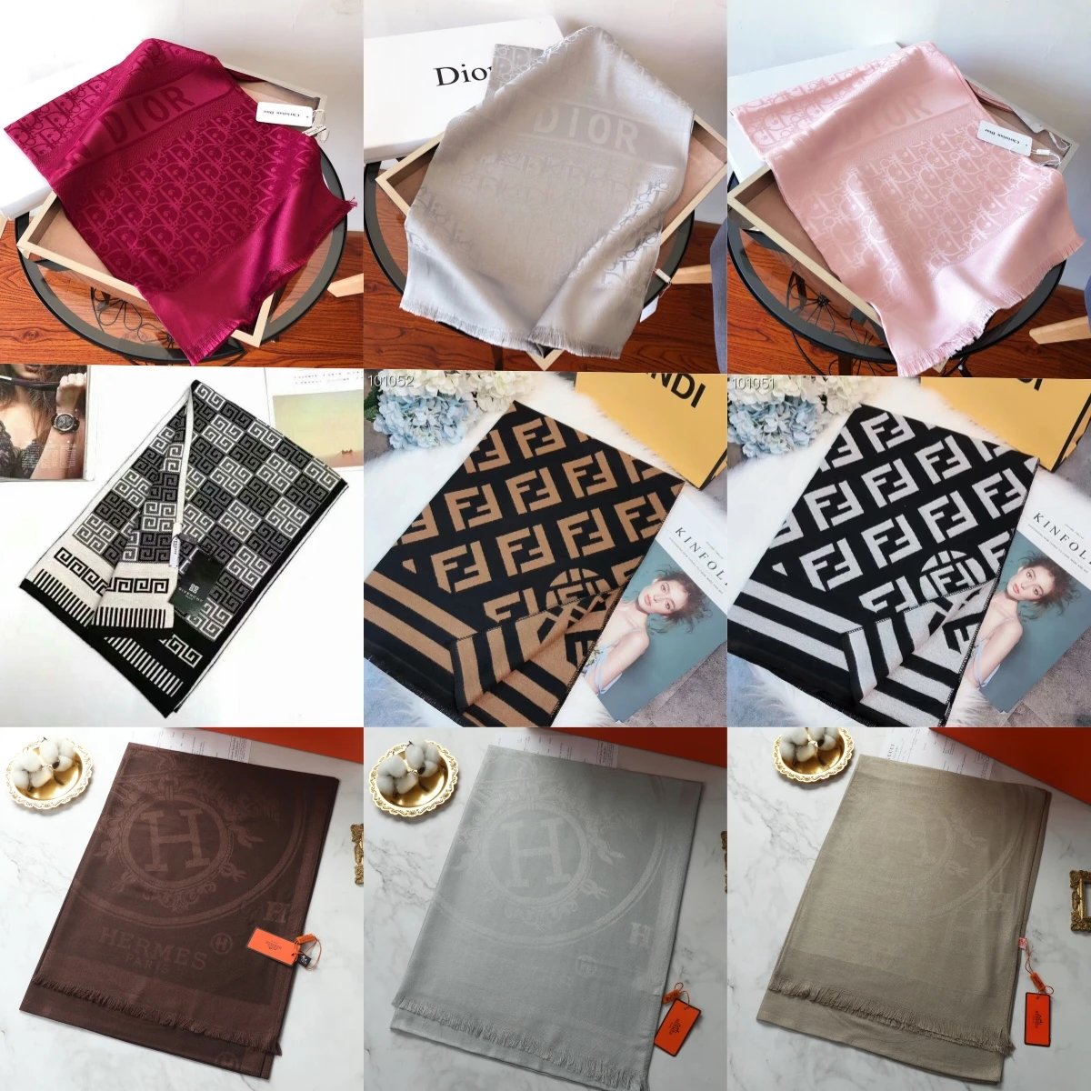 Designer Monogram Scarf Collection - Multicolor